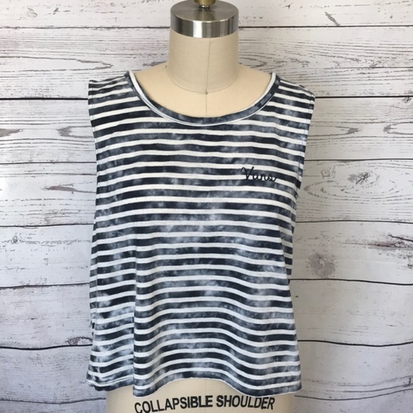 VANS Logo Striped Tie Dye Crop Cutout Tank Size Small - Picture 4 of 9